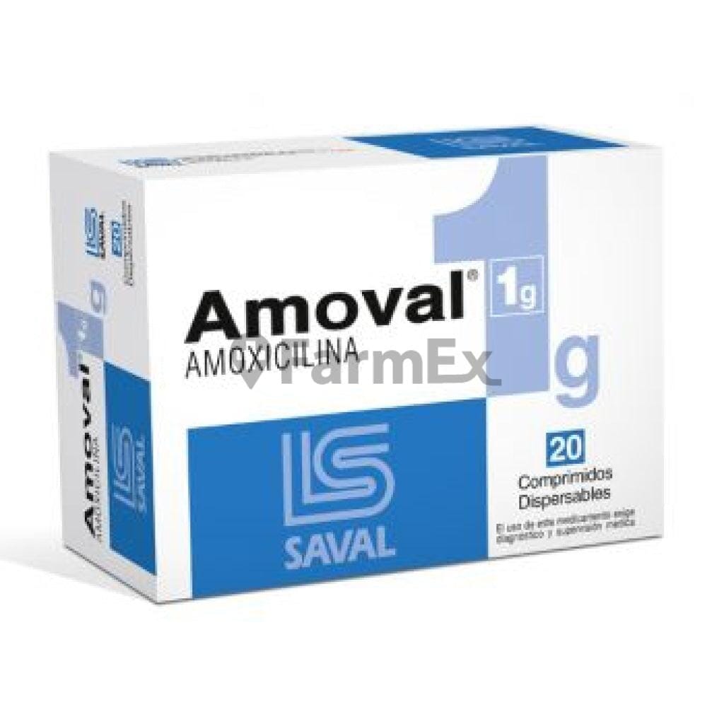 Amoval 1 g x 20 comprimidos Farmex-BanMedica-Persistente